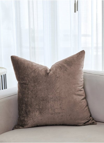 Buy Velvet Square Cushion | Color: Beige in UAE