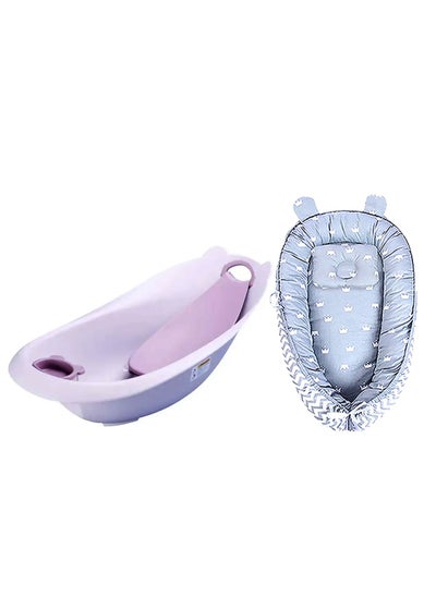 اشتري Star Babies Pack of 2 (Baby Sleeping Pod with Smart bathtub) - Grey/Light Pink في الامارات