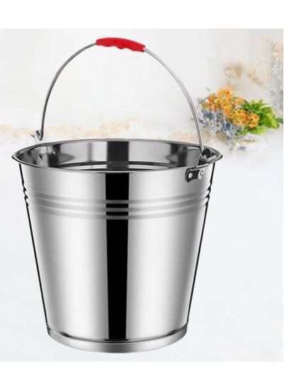 اشتري Stainless Steel Bucket Beverage Bottle Container Cat Food Container Stainless Steel Water Bucket Milk Bucket The Dairy Bucket with Lid Utility Goat Liquid Plastic 20L في الامارات