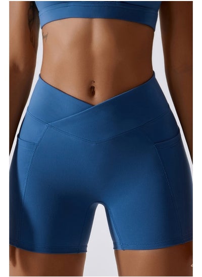 اشتري KAWN YOGA Womens High Waist Contour Seamless Workout Sport Yoga Shorts Tummy Control With Pockets. في الامارات