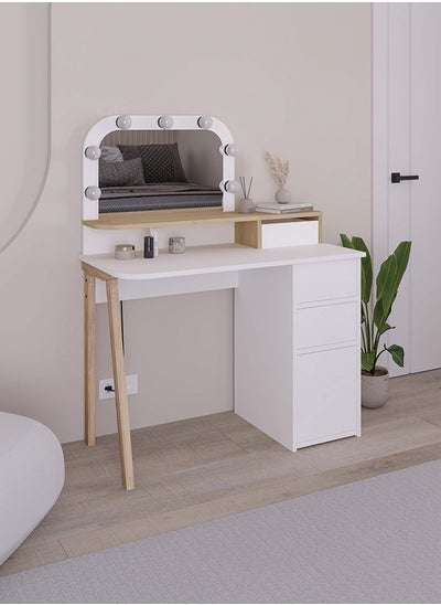 اشتري Avien Dressing Table - White/Oak - 2 Years Warranty في الامارات