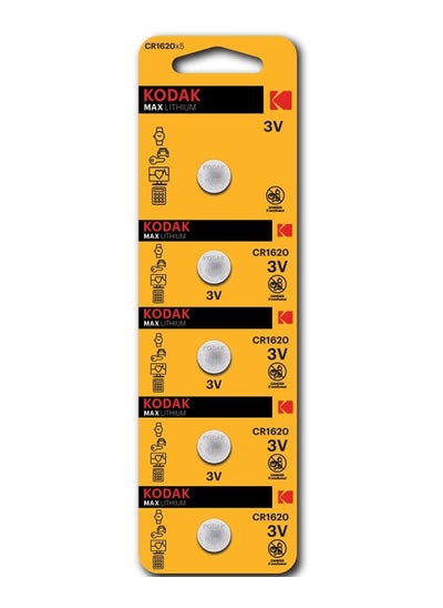 اشتري 5-Pieces KODAK MAX CR1620 Lithium 3V Batteries في الامارات