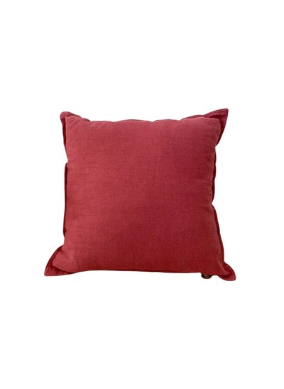 Buy 1 Piece 50*50cm Size, 100% Linen Cushion Cover, Solid Wine Red. in UAE