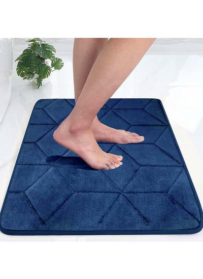 Buy Status Memory Foam Bath Mat Rug, Ultra Soft And Non-Slip Bathroom Rugs, Water Absorbent And Machine Washable Bath Rug For Bathroom, Shower, And Tub, 16" X 24" (Blue) in UAE