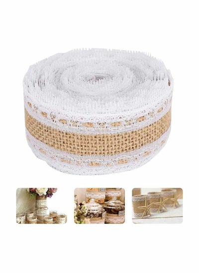 اشتري Lace Linen Roll With Pin Natural Multi-Purpose Lace Burlap Roll, for Gift Wrap Wedding, DIY Handmade Christmas Wedding Crafts Decoration Lace Arts and Crafts Burlap - 2 M, 1 Roll في الامارات