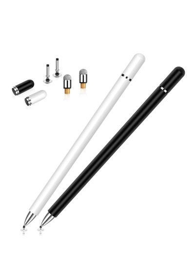 Buy Stylus for iPad (2 Pcs), Stylus Magnetic Disc Universal Stylus Pens Touch Screens for Apple/iPhone/Ipad pro/Mini/Air/Android/Microsoft/Surface All Capacitive Touch Screens - Black/White in UAE
