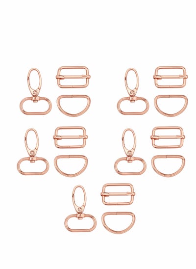 اشتري Metal Swivel Snaps Hooks D Ring Lobster Clasp with Tri-Glides Slide Buckles, Hardware Lanyard Clasps, for DIY Crafts Keychain Jewelry Making Purse Bag Making(15PCS, 25MM) في السعودية