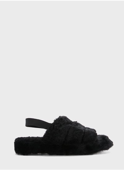 Buy Quilted Furry Slingback Bedroom Slipper in UAE