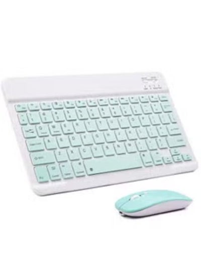 اشتري Wireless Bluetooth Three System Universal Mobile phone and Tablet Keyboard with Mouse Set - English Green في الامارات