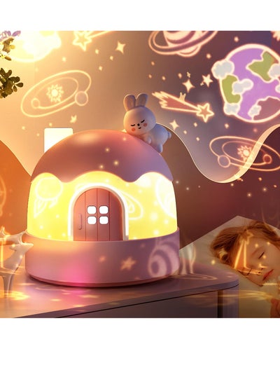 اشتري Night Light for Kids 4 in 1 Star Projector Night Light Music Box and Table Lamp 84 Light Modes 14 Films 360° Rotation Bluetooth 5.0 Rechargeable Bedroom Decor Gift for Girls Boys Bunny في السعودية