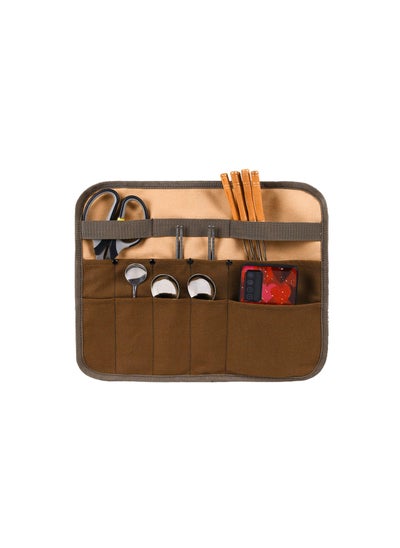 اشتري Multi Purpose Cutlery Roll Bag, Chefs Knife Roll Bag, 10 Slot Waxed Canvas Chef Bag, Knife Case, Portable Knife Bag Cultery Storage Holder Travel Knife Roll Pouch Storage Bag for Men Pro Chef في الامارات