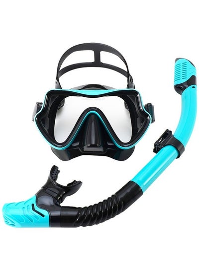 Buy Anti-Fog Tempered Glass Adults Snorkel Mask for Snorkeling, Swimming and Scuba Diving, Anti Leak Dry Top Snorkel Gear Panoramic Silicone Goggle in UAE