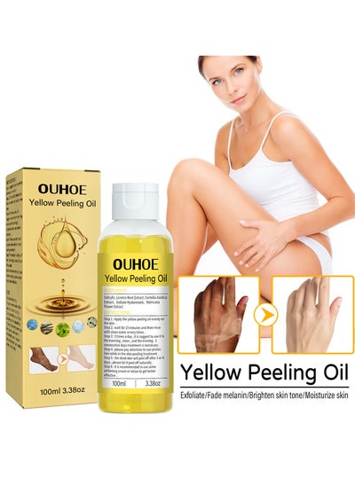 Buy 100ml Super Strength Yellow Peeling Oil Exfoliating Dark Skin for Body, Yellow Peeling Oil Body Whitening Skins, Butter Peeling Lightening Brighten Complexion for Cleansing and Moisturizing in Saudi Arabia