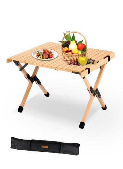 Buy Portable Folding Wooden Travel Camping Table for Outdoor Picnic BBQ and Hiking with Carry Bag in Saudi Arabia