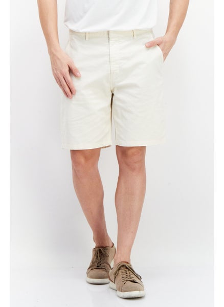 Buy Men Regular Fit Plain Basic Shorts, Off White in UAE