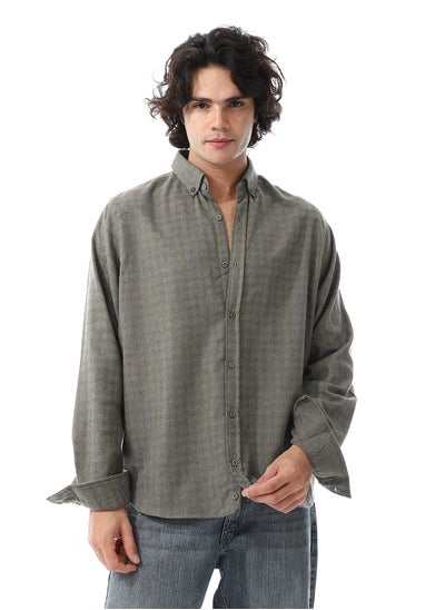 Buy Gingham Pattern Long Sleeves Shirt_Grey & Olive in Egypt