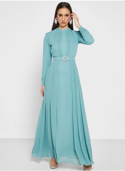 Buy Belted A-Line Chiffon Dress in Saudi Arabia