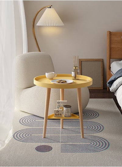 اشتري Simple Double-layer Large-capacity Storage Bedside Coffee Table For Home End Table Yellow 40*44CM في السعودية