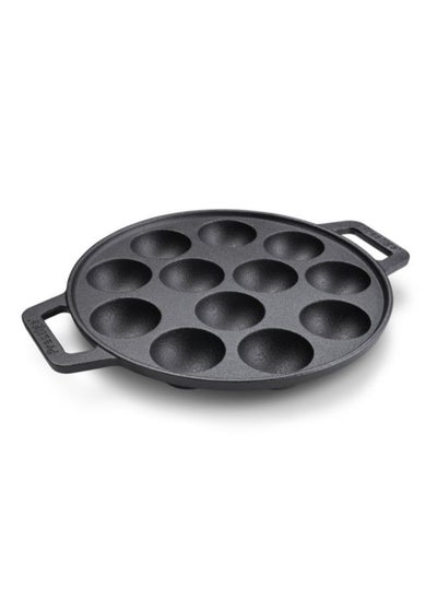 Buy Prestige Cast Iron Appam Pan 26 CM | Duel Handle Appam Pan | Pre Seasoned Induction Cookware Black - PR48908 in UAE