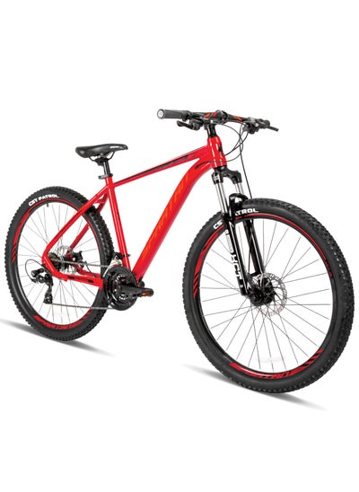 اشتري Spartan 27.5 Inches A-Line Hardtail Mountain Bicycles| Lightweight Alloy frame Rims | Gear | Disc brakes | Front Suspension | Shimano Shifters MTB Bike | Shimano Derailers - Gloss Red في الامارات