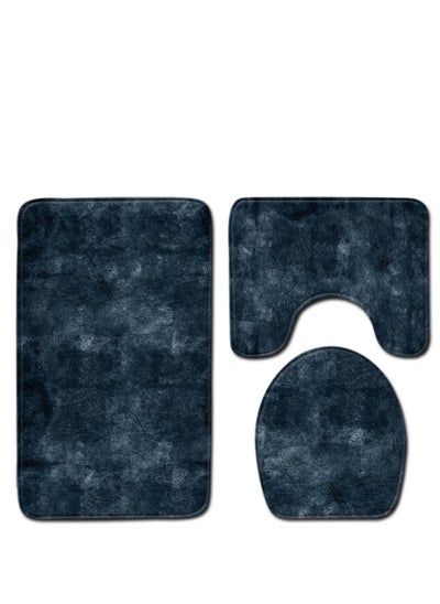 Buy 3-Piece Marble Pattern Bath Mat Accessory Set in UAE