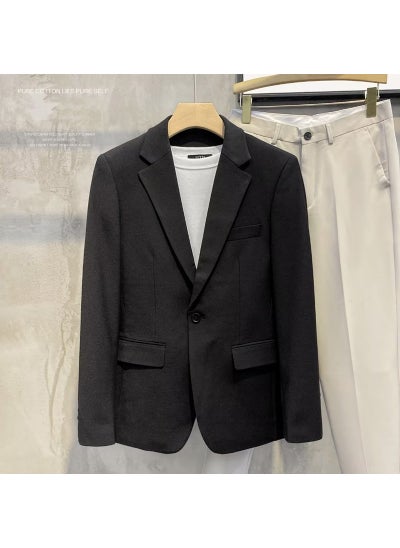 Buy Mens Casual Blazer Spring Autumn Solid Business Suit X828 Black in Saudi Arabia