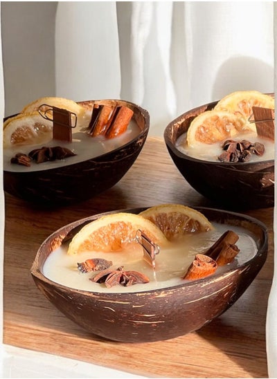 Buy Coconut Shell Candle Scented with Cinnamon and Orange in Saudi Arabia