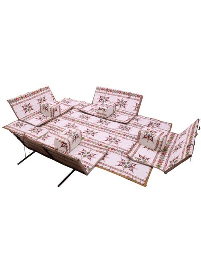 Buy A heritage floor seating set consisting of 9 pieces, suitable for travel, land trips, and the garden. A camping ground mattress set with four perches and 4 chairs, enough for 8 people. in Saudi Arabia