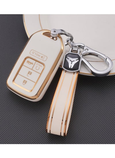 Buy Car Key Fob Cover with Keychain for Honda Accord Civic CRV (White) in Saudi Arabia