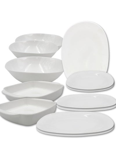 Buy Danny home 12 pcs Kitchen Dining Opalware Glass Dining plate Dessert plate Desser plate Soup plate Salad bowl in UAE