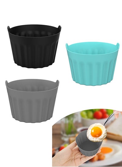 اشتري 3-Piece Food-Grade Silicone Mould Cups,Air Fryer Baking , Easy Release Nonstick Bakeware Set,  for Eggs, Muffins, Cupcakes, Puddings, Tarts,and More! في السعودية