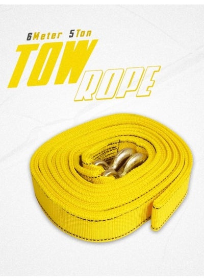 Buy Car Towing Rope 6 meter 5 Ton Tow Rope With Tow Hooks Heavy Duty Towing Belt - FaJ ST206B1 in Saudi Arabia