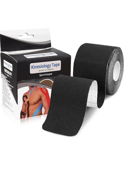 Buy Kinesiology Tape, 1 Roll 5m Breathable Cotton Sports Tape for Ankle, Knee Pain, Elbow and Shoulder Muscles, (Black) in Saudi Arabia