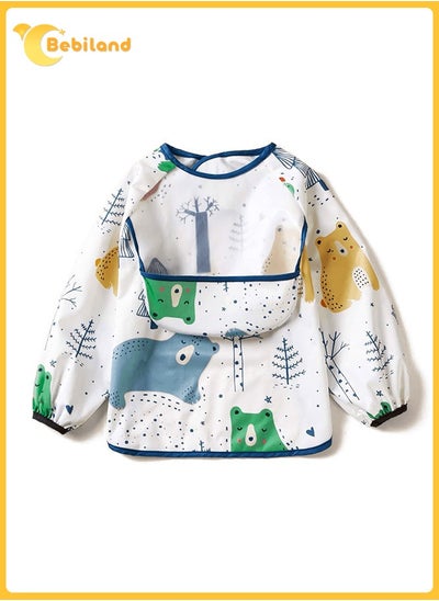 Buy Bear Pattern Waterproof Bib with Long Sleeve for Baby Toddler Multiple Sizes in Saudi Arabia