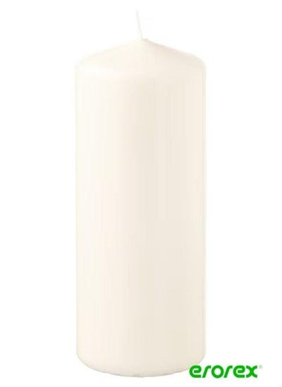 Buy Unscented pillar candle natural 14 cm in Saudi Arabia