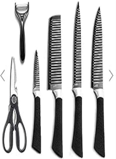 Buy Generic Ceramic Knives Set for Peeled and Scissors - Black, 6 Pieces in Egypt