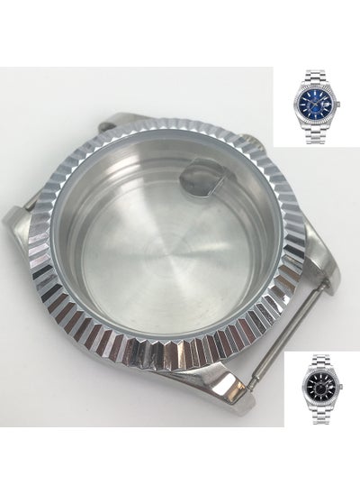 Buy 40mm Mens Watch Accessories Mineral Glass Date Window Silver Case Fit Pearl 2813 Movement All-Mei (mineral glass) in Saudi Arabia