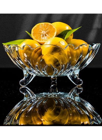 Buy Qiccijoo Glass Fruit Bowl Fruit Basket for Kitchen Counter Clear Salad Bowl Decorative 3 Corners Pedestal Fruit Bowl for Table Decor Serving Bowl for Fruit Snacks Candy in UAE