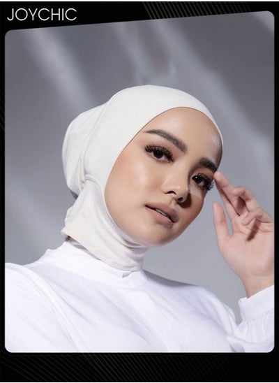 Buy Modal Solid Color Highly Elastic Mercerized Cotton Women's Hijab White in UAE