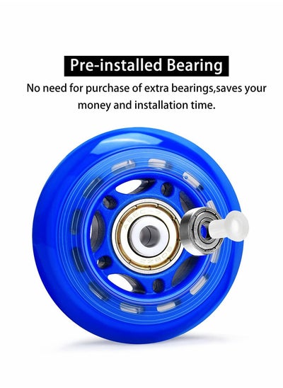 Buy 8 Pack 64mm, 82A/84A Inline Skate Wheels with ABEC-7 Bearing, Indoor/Outdoor Roller Skate Wheels, Roller Blade Skating Wheels, Training Wheels for Scooters,Beginner  Roller Blades Replacement Wheel in Saudi Arabia