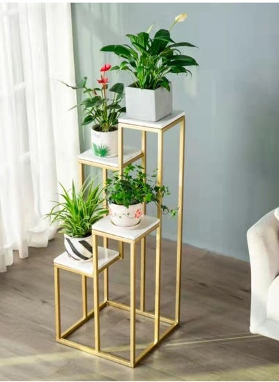 Buy Flower Shelf Metal Plant Stand Marble Flower Herbs Holder Plant Pot Holder in UAE