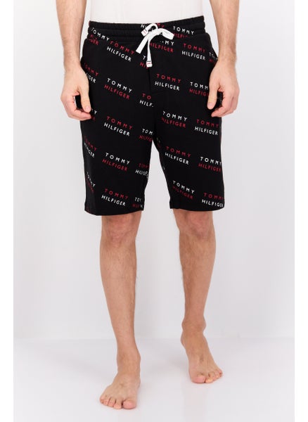 Buy Men Brand Logo Drawstring Pajama Short, Black Combo in UAE