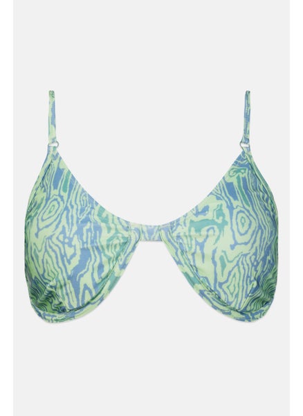 Buy Women Abstract Padded Bikini Top, Green/Blue in UAE