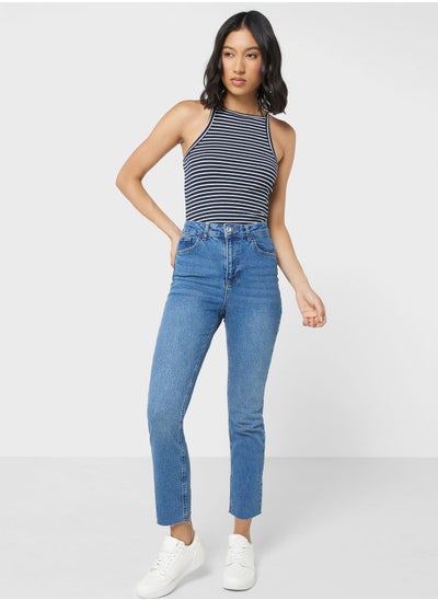 Buy Woman Vintage Straight High Waist Jeans in UAE