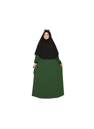 Buy A two-piece outfit made of royal crepe, an abaya and a veil, the size is free size and can be worn up to 120 kilos for women. in Egypt