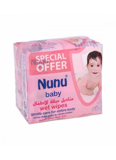 Buy Nunu baby wet wipes without alcohol 72*3 wipes in Saudi Arabia