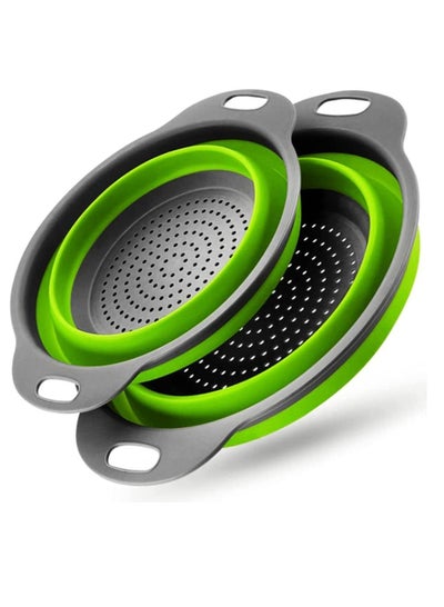 Buy Collapsible Colander Set Food Strainers Kitchen Foldable Silicone Filter Vegetables Fruits Drain Basket in UAE