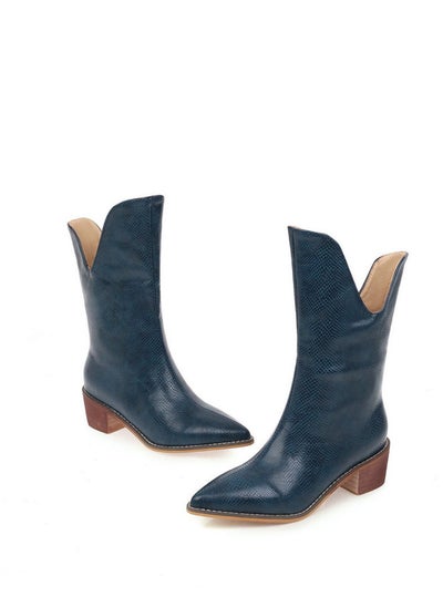 Buy Pointy Irregular Women's Boots Blue in Saudi Arabia