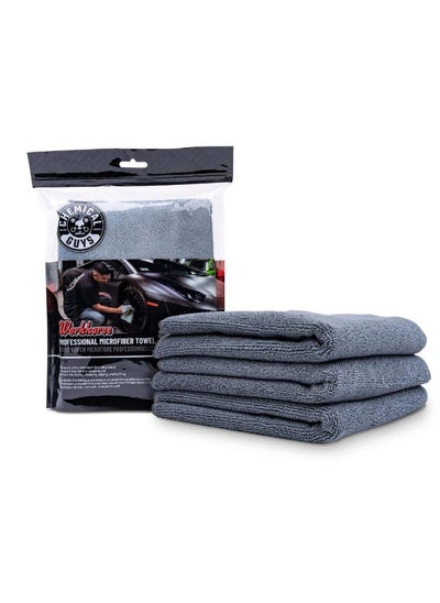 Buy Workhorse Gray Professional Grade Microfiber Towel 3 Pack Grey in Saudi Arabia