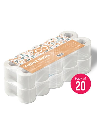 Buy Toilet Paper 2 Ply, 20 Rolls x 200 Sheets, Longer Lasting Absorbent Toilet Roll, Premium Silky Feel Softness Bathroom Tissue, 2 Ply Tissue Thickness in UAE